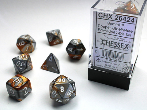 Gemini Polyhedral Copper-Steel/white 7-Die Set