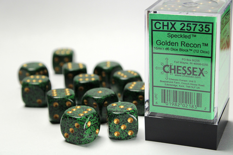Speckled 16mm d6 Golden Recon Dice Block (12 dice)