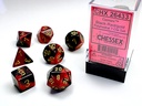 BLACK-RED W/GOLD GEMINI POLYHEDRAL 7-DIE SETS