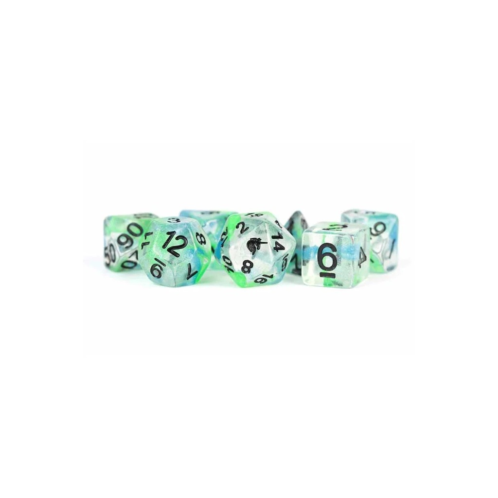 16mm Resin Polyhedral Dice Set: Unicorn Sea Kelp