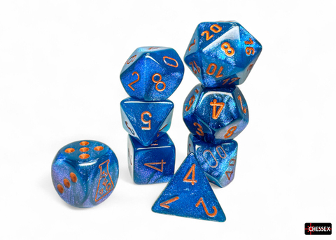Borealis Polyhedral Midnight/copper 7-Die Set (with bonus die)