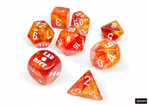 Nebula Polyhedral Molten/white Luminary 7-Die Set (with bonus die)