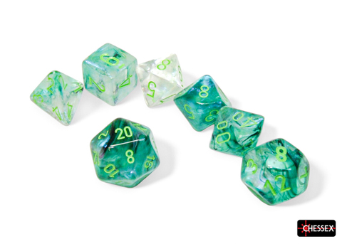 Borealis Polyhedral Kelp/light green Luminary 7-Die Set
