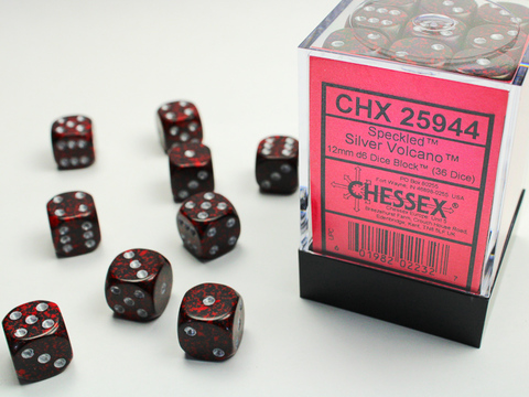 Speckled 12mm d6 Silver Volcano Dice Block (36 dice)