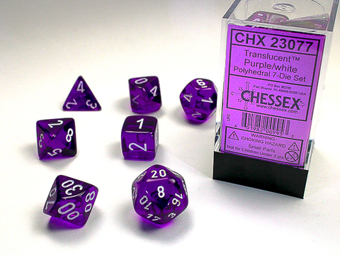 [2110000083885] purple W/WHITE TRANSLUCENT 7-die-sets
