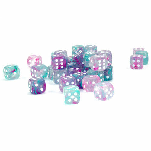 [2110000102586] Nebula 12mm d6 Wisteria/white Luminary Dice Block (36 dice)
