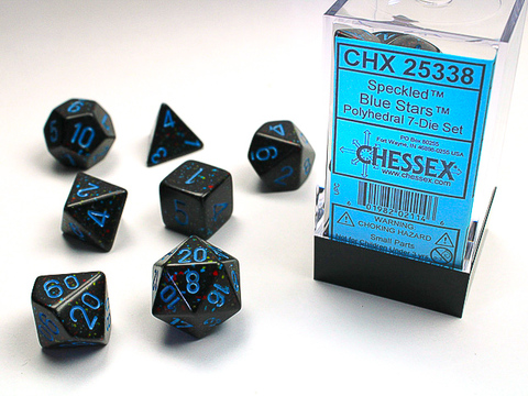 [2110000027537] Speckled Polyhedral Blue Stars 7-Die Set