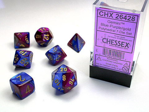 [2110000027629] Gemini Polyhedral Blue-Purple/gold 7-Die Set
