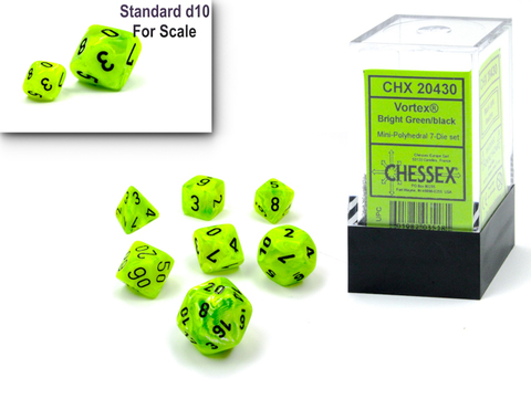 [2110000148751] Vortex Mini-hedral Bright Green/black 7-Die Set