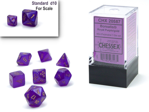 [2110000148805] Borealis Mini-hedral Royal Purple/gold Luminary 7-Die Set
