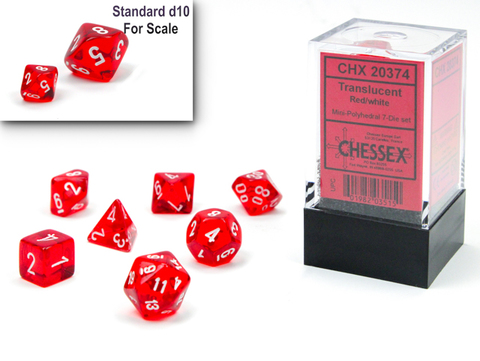[2110000148737] Translucent Mini-Polyhedral Red/white 7-Die Set