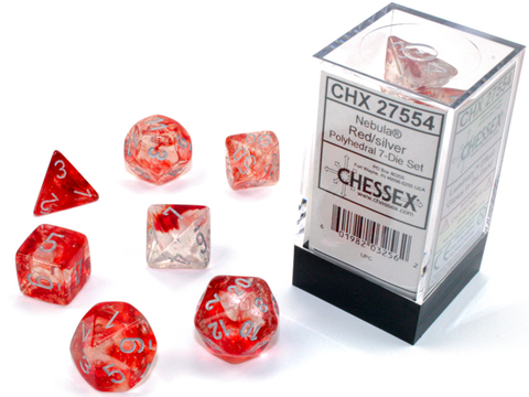 [2110000148928] Nebula Polyhedral Red/silver Luminary 7-Die Set
