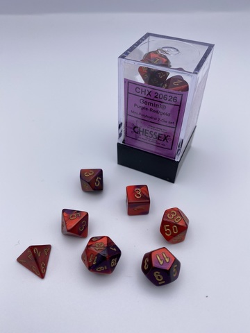 [2110000149277] Gemini Mini-hedral Purple-Red/gold 7-Die Set