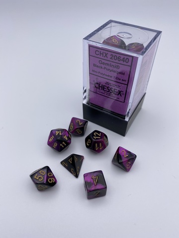 [2110000149284] Gemini Mini-hedral Black-Purple/gold 7-Die Set