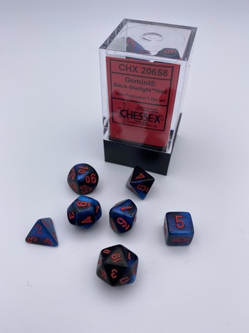 [2110000149321] Gemini Mini-hedral Black-Starlight/red 7-Die Set