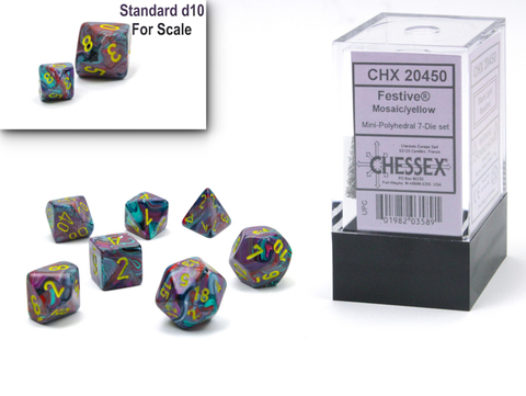[2110000151379] Festive Mini-hedral Mosaic/yellow 7-Die set