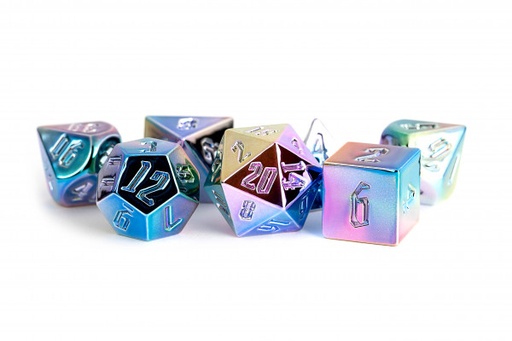 [2110000153632] 16mm Aluminum Plated Acrylic Poly Dice Set Rainbow