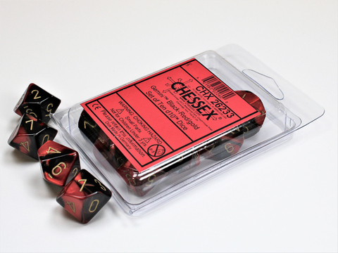 [2110000029814] GEMINI BLACK-RED/GOLD D10 10 Dice