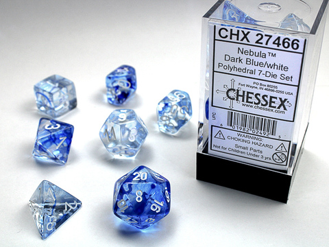 [2110000034351] Nebula Polyhedral Dark Blue/white 7-Die Set