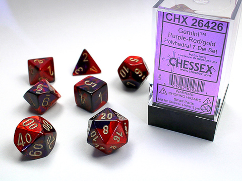 [2110000034931] Gemini Polyhedral Purple-Red/gold 7-Die Set