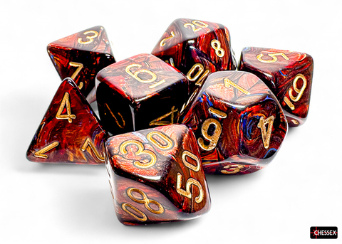 [P0043591] Scarab® Blue Blood™/gold Mega-Hedral® 7-Die Set