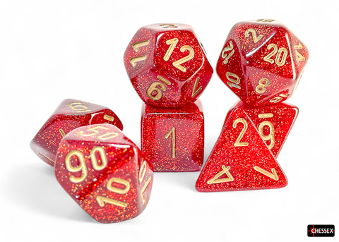 [P0043593] Glitter Ruby/gold Mega-Hedral® 7-Die Set