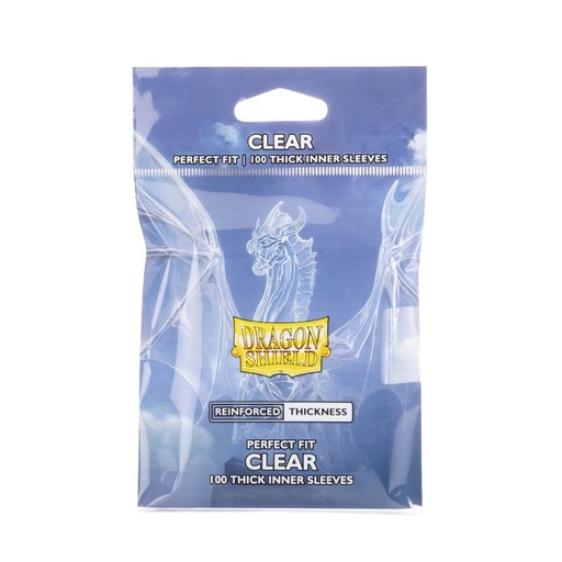 [2110000192525] Dragon Shield - Standard Perfect Fit Thick Inner Sleeves: Clear (100 Sleeves)