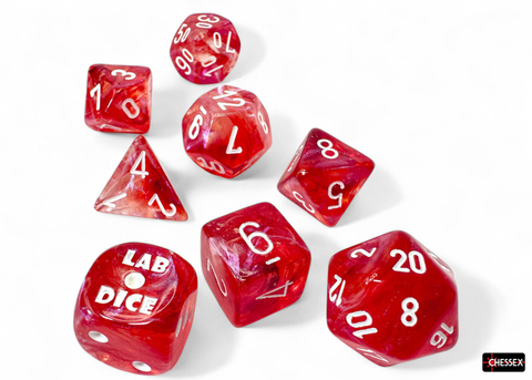 [2110000192891] Borealis Polyhedral Passion/white Luminary 7-Die Set (with bonus die)