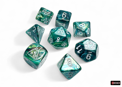 [2110000192914] Lustrous Polyhedral Neptune/grey 7-Die Set (with bonus die)